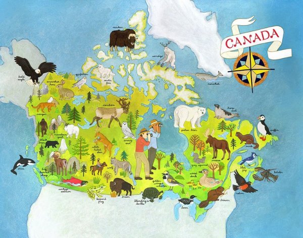 Животный мир Канады карта