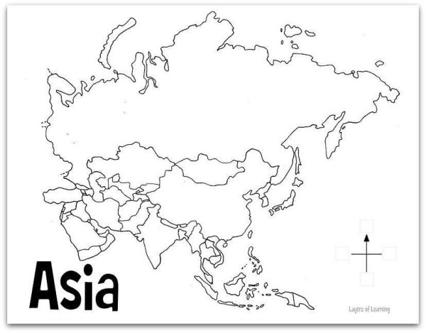 Карта Азии со странами пустая