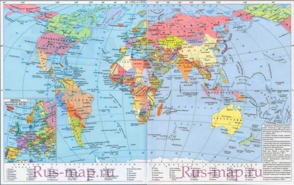 Политическая карта мира большой масштаб