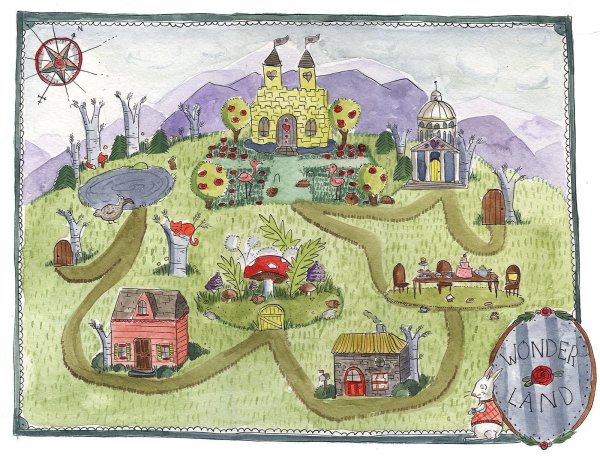 Карта путешествия Алисы в стране чудес