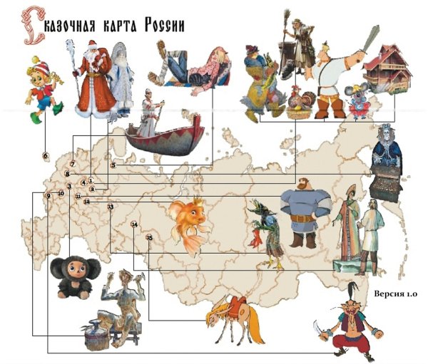 Карта сказочных героев России