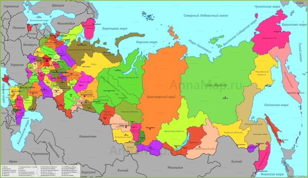 Карта России с субъектами Федерации