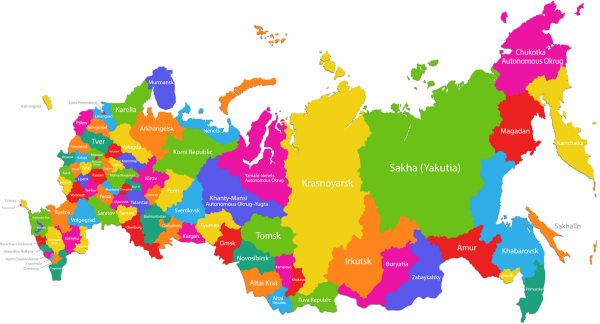 Карта России 2022 с регионами и областями
