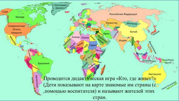 Политическая карта мира со странами крупно на русском