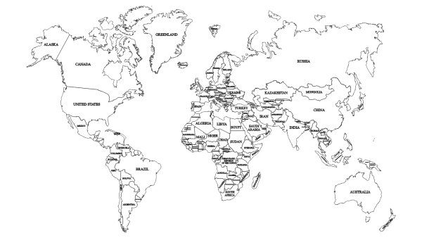 Карта стран мира с названиями страны на русском языке