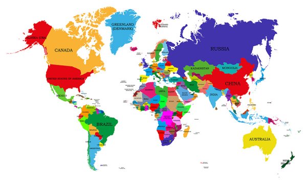 Карта разными цветами