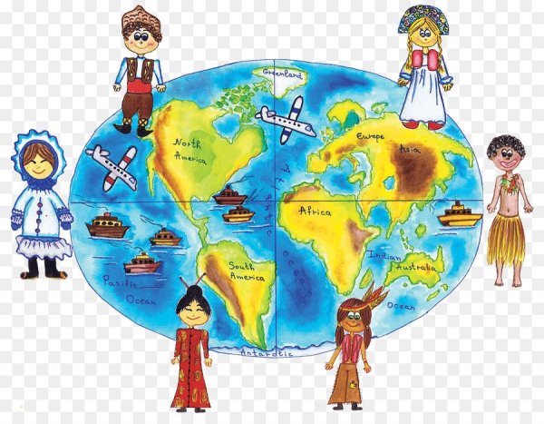 Дети разных народов на глобусе