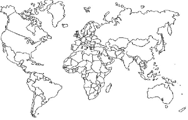 Политическая карта мира со странами контурная карта