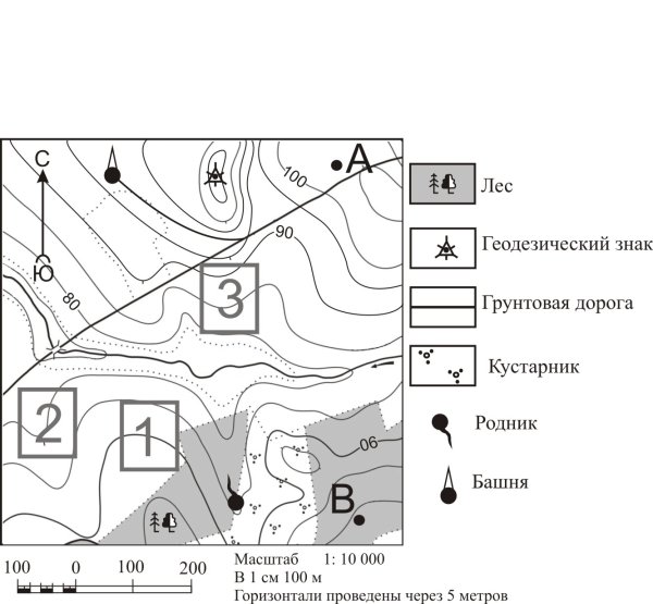 Задание ОГЭ географии топографическая карта
