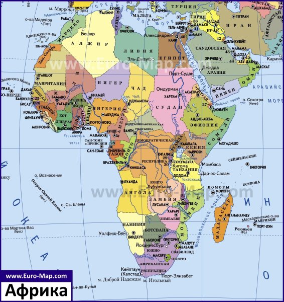 Карта Африки географическая хорошего качества