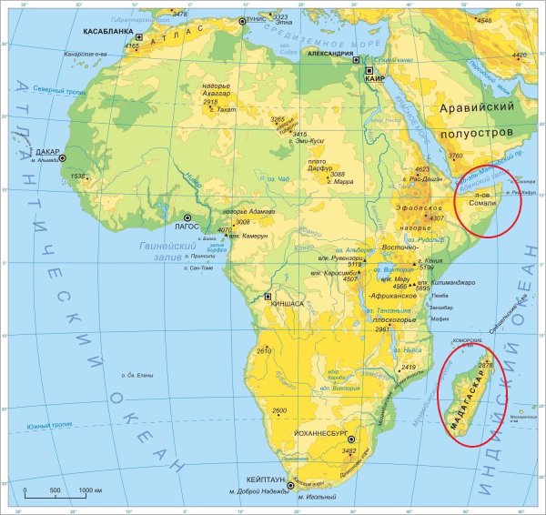 Карта Африки без подписей рек