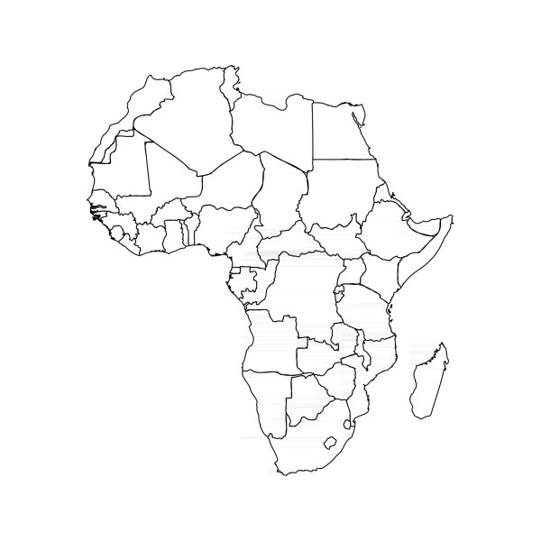 Политическая карта Африки контурная карта