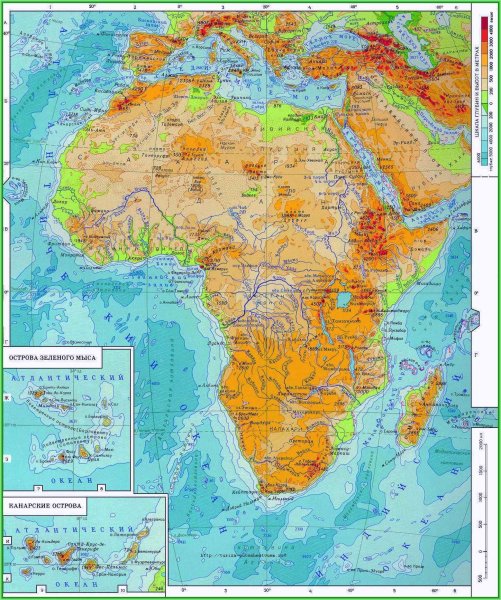 Страны Африки на контурной карте