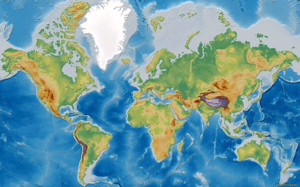 Карта физическая карта мира