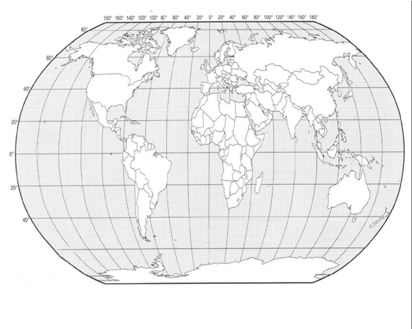 Физическая карта мира контурная карта черно белая