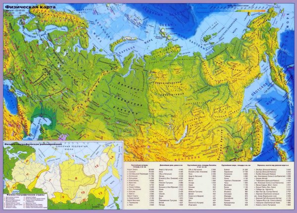 Физическая карта России для общеобразовательных учреждений