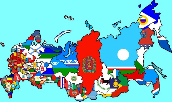 Карта России с флагами регионов
