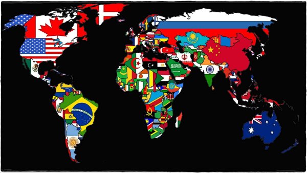 Политическая карта мира со странами крупно на русском с флагами