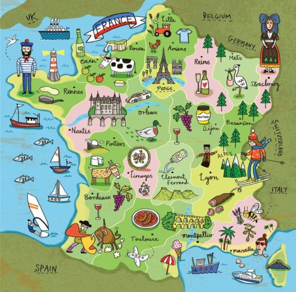 Туристическая карта Франции