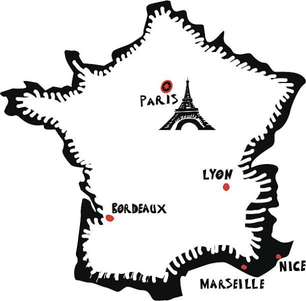 Карта Франции раскраска