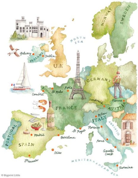 Карта Франции рисунок