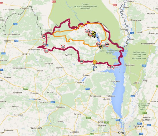 Чернобыль зона отчуждения карта