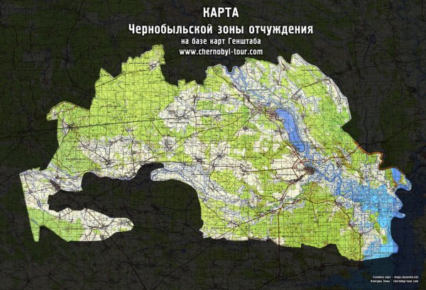 Карта Чернобыльской зоны отчуждения