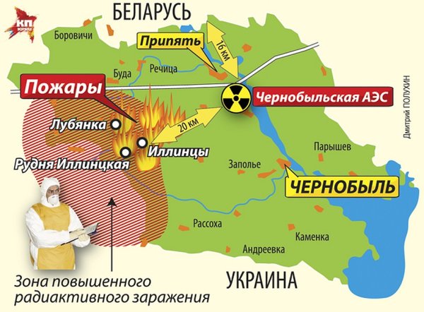 Расположение Чернобыльской АЭС на карте Украины