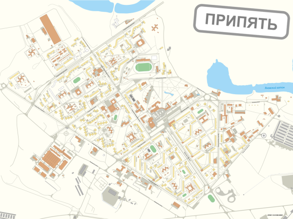 Карта Припяти 1985 года