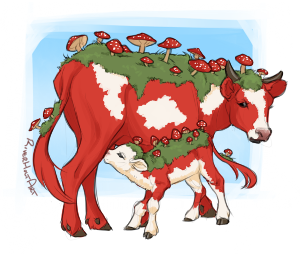 Mushroom Cow Art