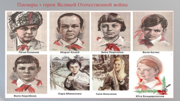 Леня Голиков, Марат Казей, Зина Портнова, Валя котик, Лара Михеенко