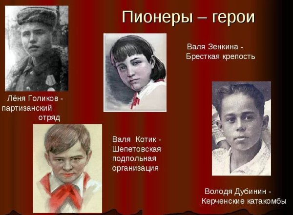 Пионеры-герои советского Союза Великой Отечественной