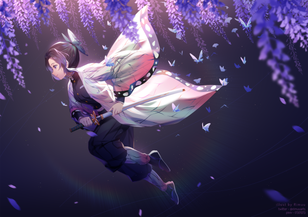 Шинобу Kimetsu no Yaiba арт бабочки