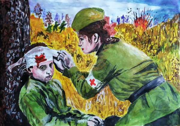 Рисунок медсестра на поле боя