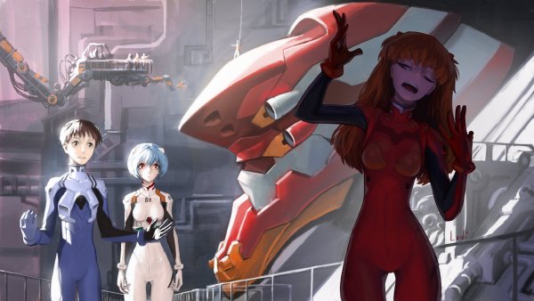 Аниме Evangelion Синдзи и ева