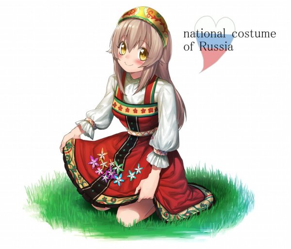Аниме в русском народном костюме