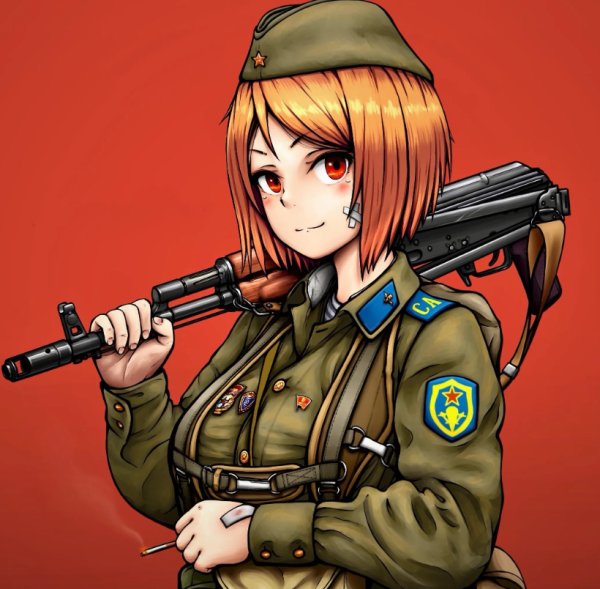 Девушка в военной форме арт