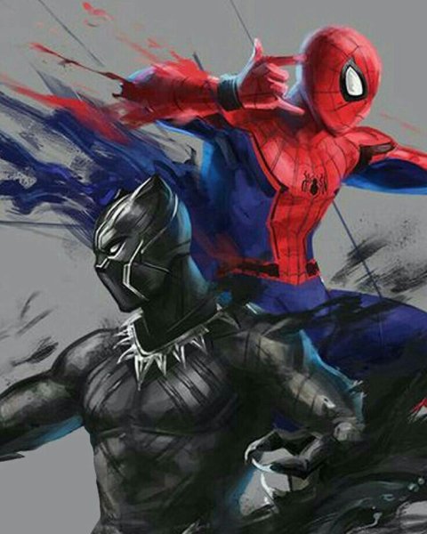 Марвел Marvel человек паук и чёрная пантера.