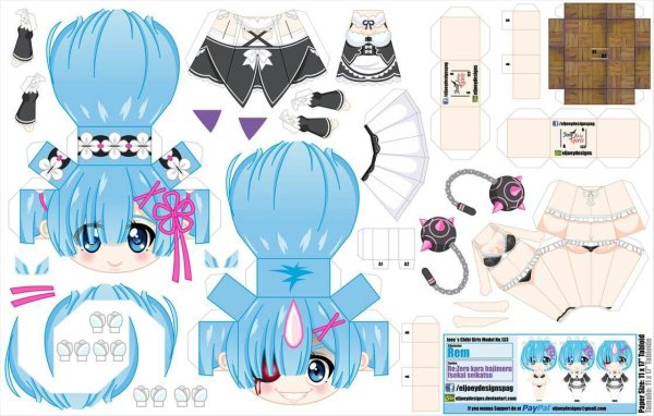 Papercraft anime рем и рам
