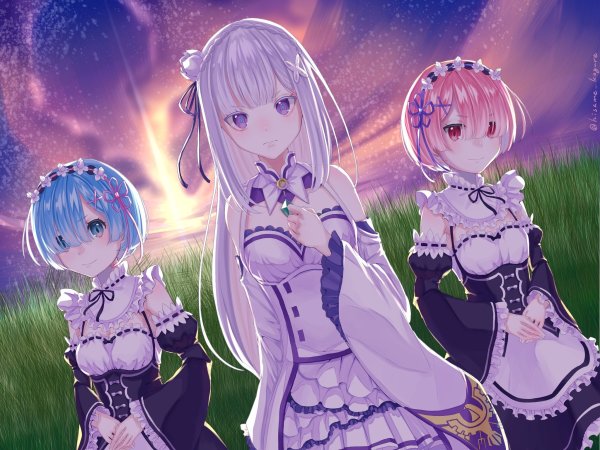 Re Zero рем рам и Эмилия