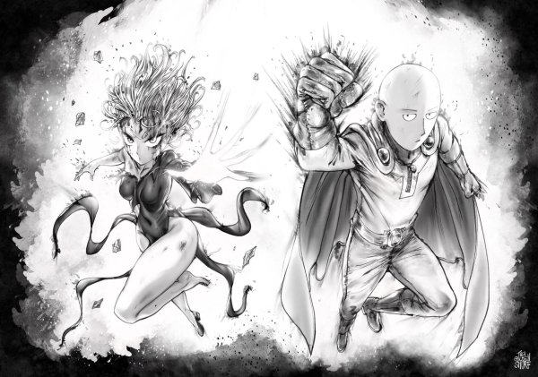 One Punch man Сайтама и тацумаки