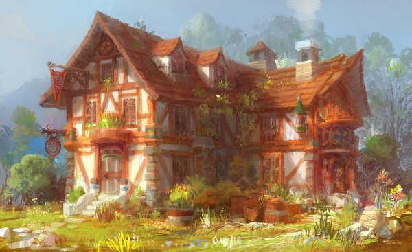 Домик концепт арт Fantasy дом Concept Art