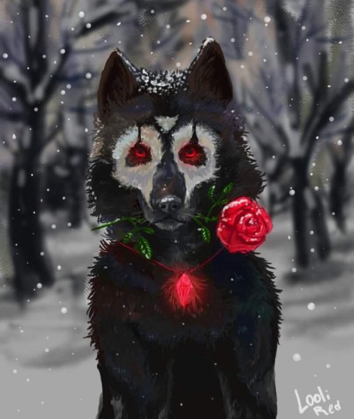 Новогодний чёрный волк