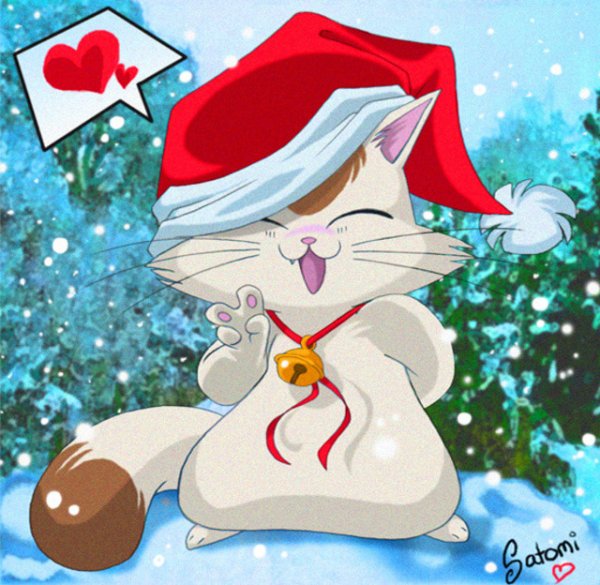 Анимешный кот новогодний