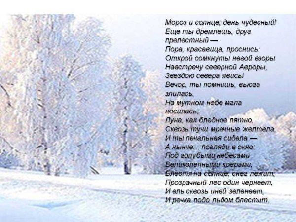 Стихотворение Пушкина Мороз и солнце