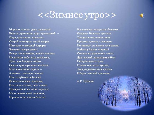 Стих Пушкина зимнее утро