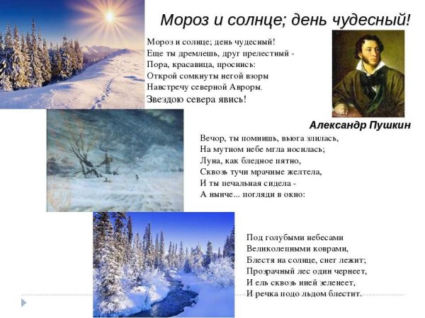 Стихотворение Александра Пушкина зимнее утро