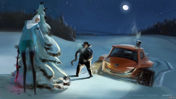 Новогодний арт на автомобиле