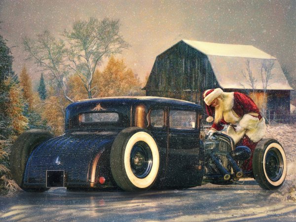 Новогодний ретро автомобиль