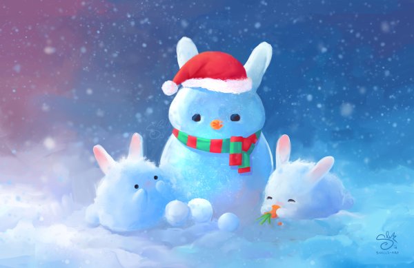 Новогодний заяц арт